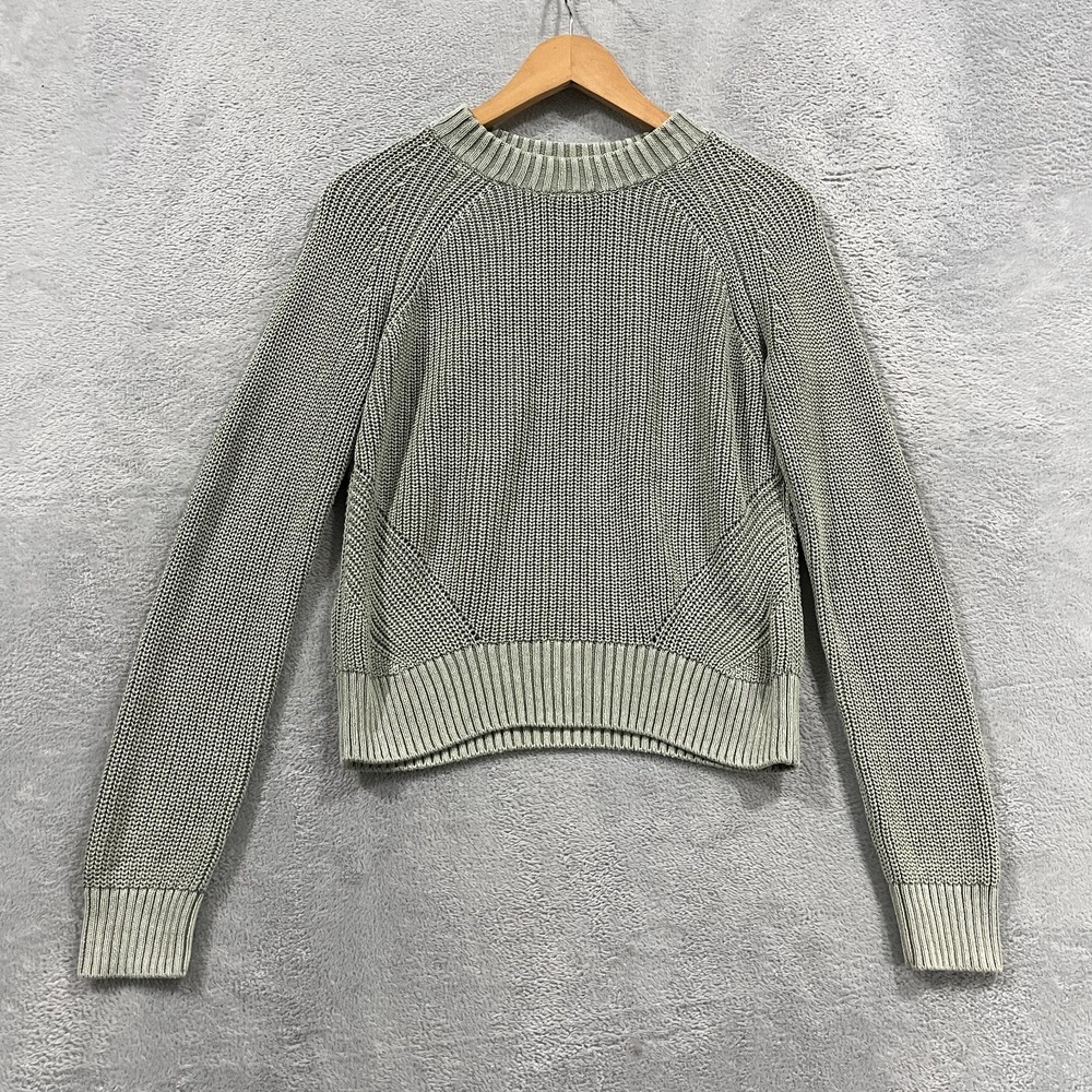 FAHERTY Sweater Women's‎ XS Organic Cotton Green Knit Pullover Cottage Boho